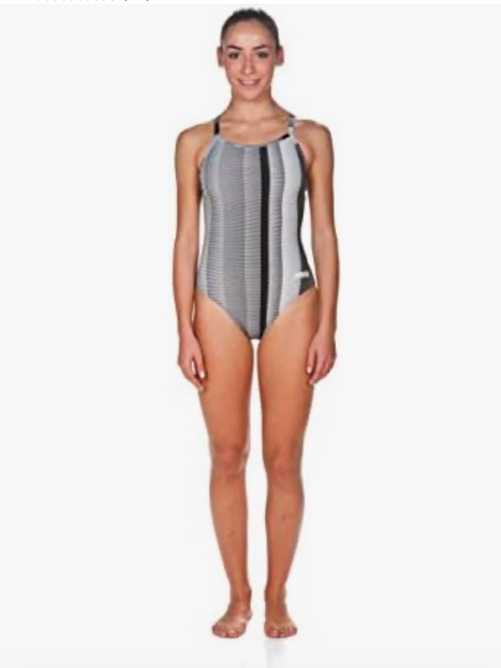 Arena Black and White Striped One-Piece Swimsuit NWT Sz 26 B134